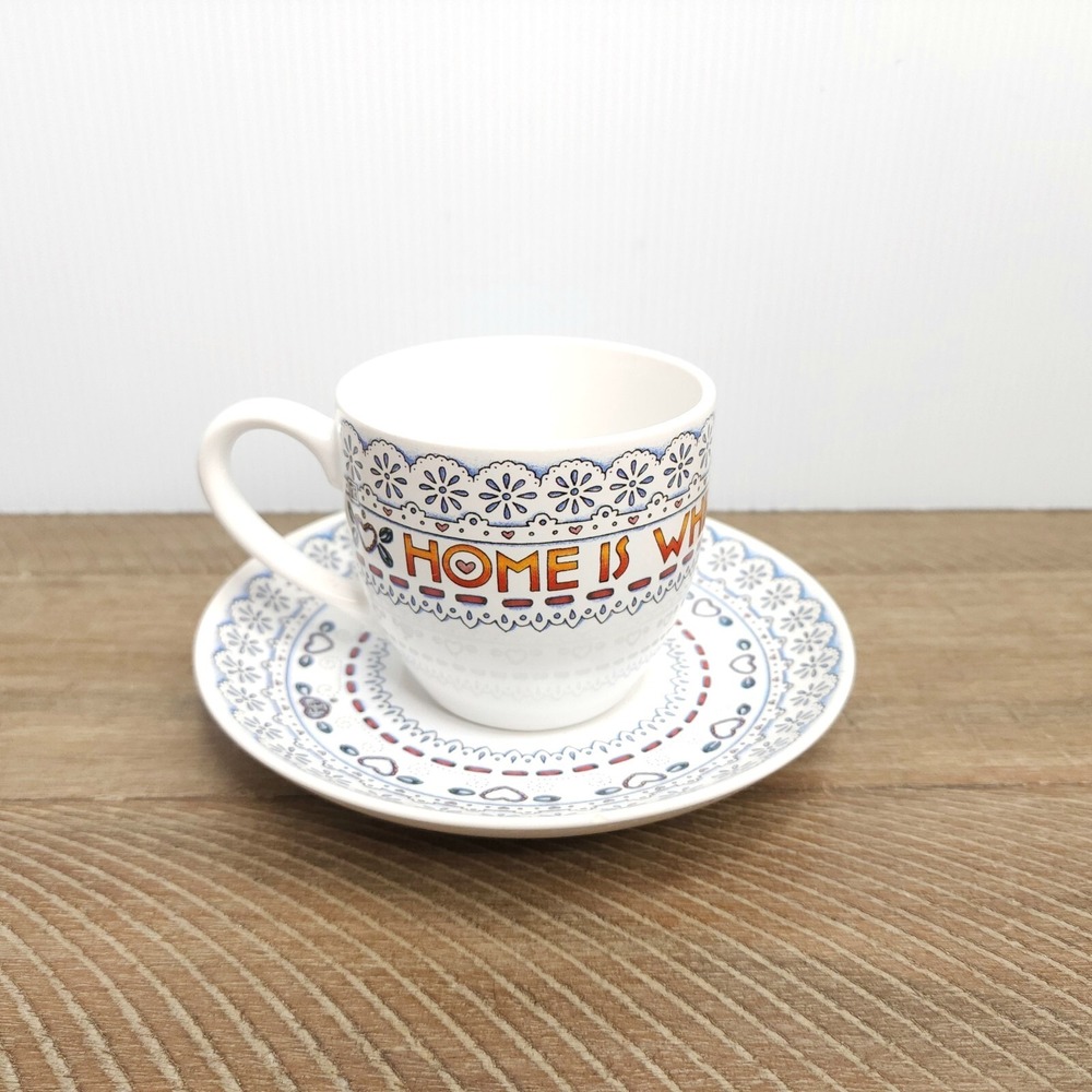 Mary Engelbreit Andrews McMeel Time For Tea Home is Where the Heart Cup & Saucer